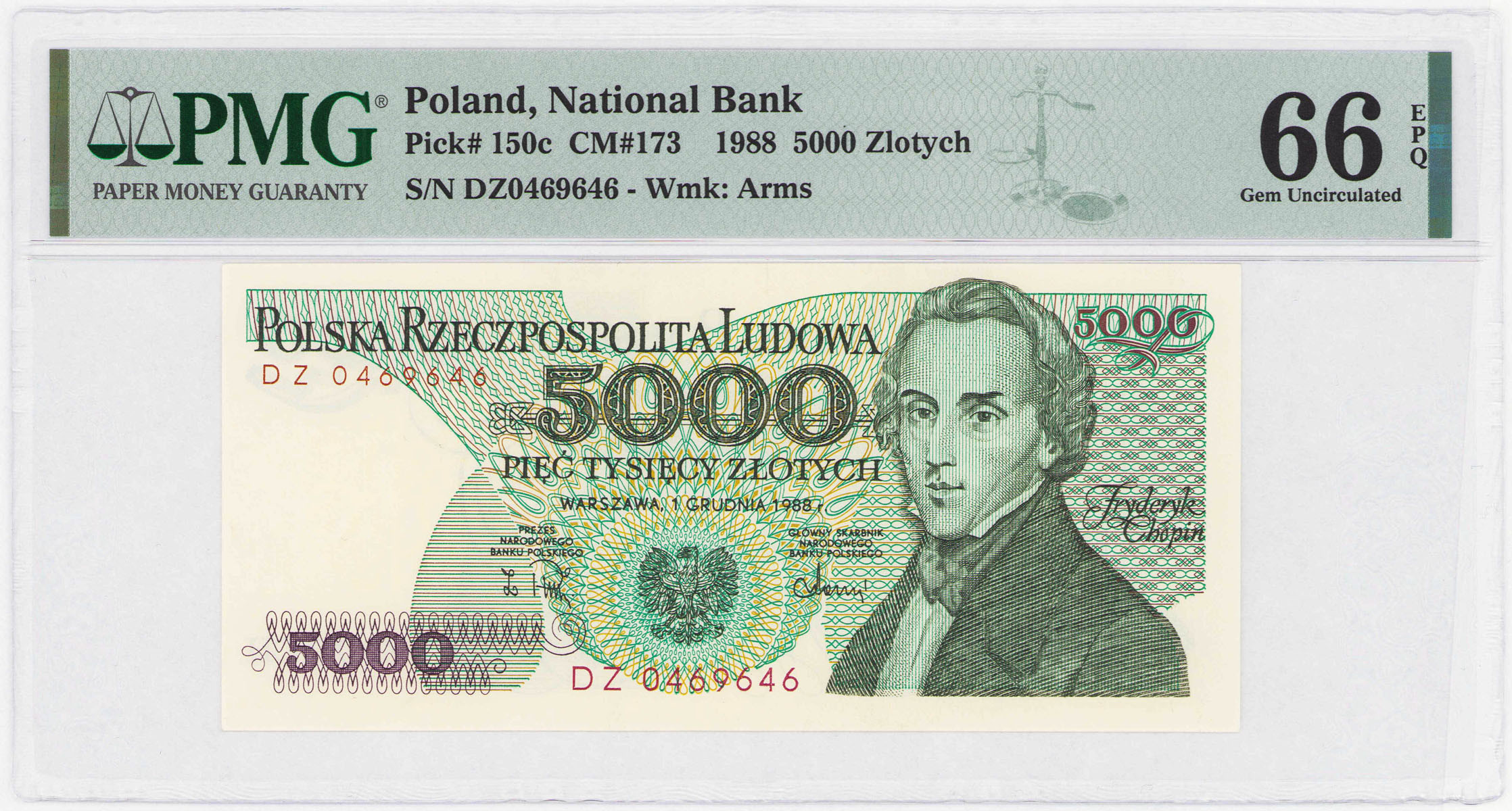 5.000 złotych 1988 seria DZ, PMG 66 EPQ